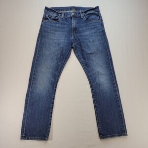 Polo Ralph Lauren Jeans Mens 32x30 Blue Varick Slim Straight Dark Wash Denim